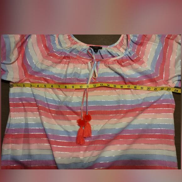 J Crew Peasant top in metallic pastel stripe Size Large - Picture 7 of 13